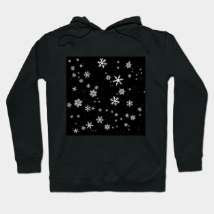 Black and White Snowflakes Winter Pattern Hoodie